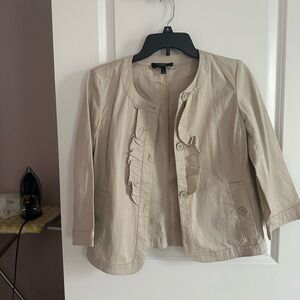 Talbots Cream Ruffle-Trim Blazer Jacket